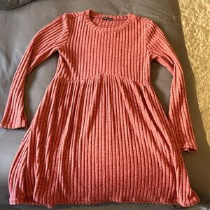 Elegant Ribbed Midi Dress in Rose